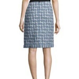 Lafayette 148 Coastal Blue Adalyn Tweed Pencil Skirt Wool Mohair Size 6 New